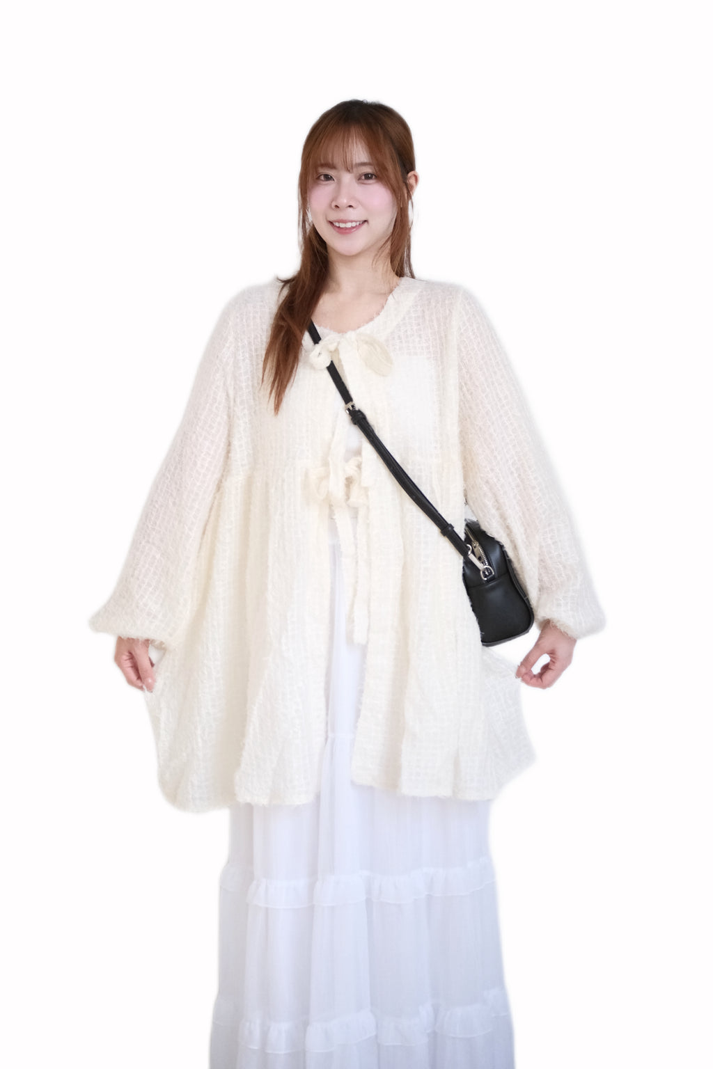 日系超大熱日系羽毛蝴蝶綁帶外撘