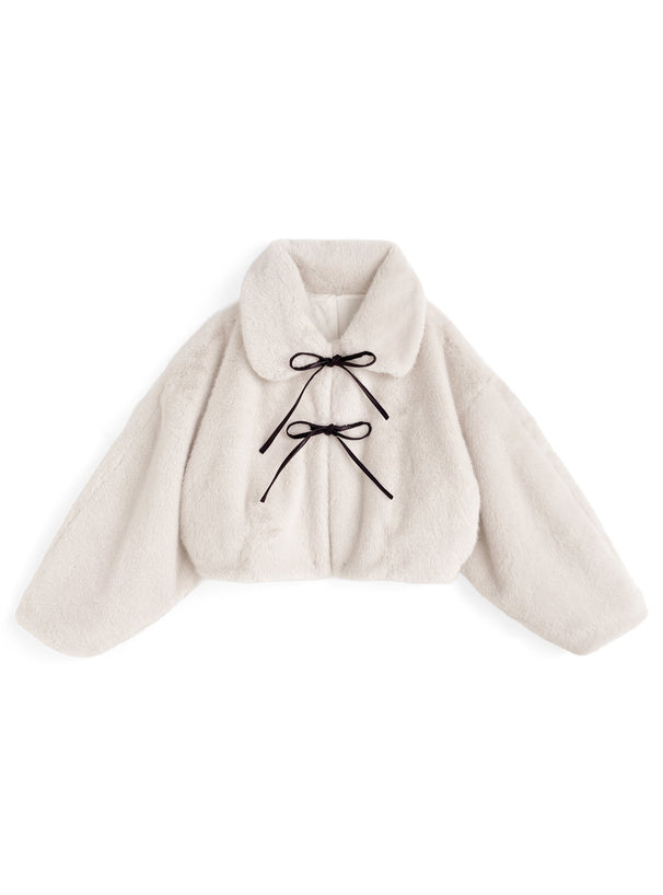 JP 貂毛可愛蝴蝶結氣質外套