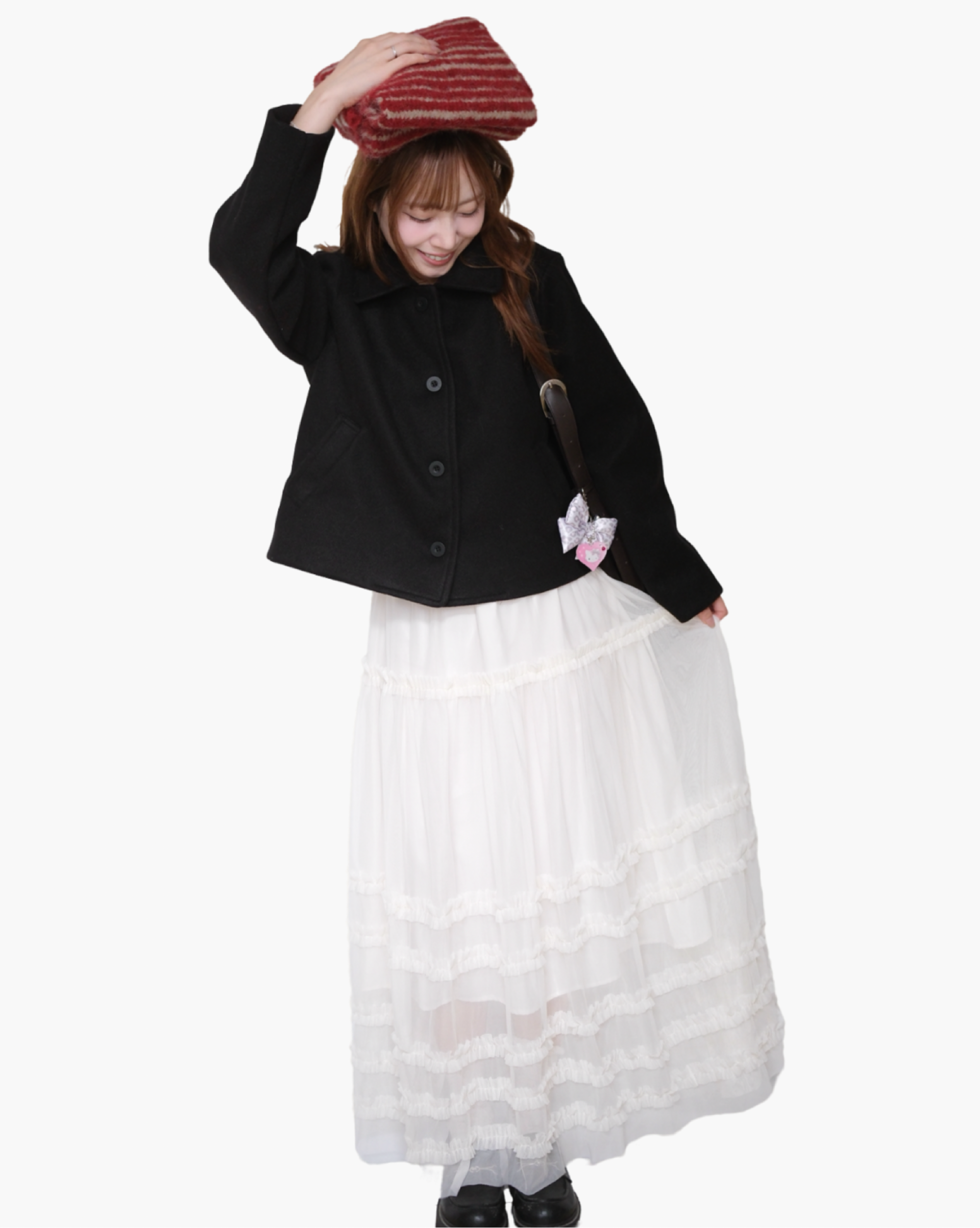 KR 仙氣感透紗白色半身裙