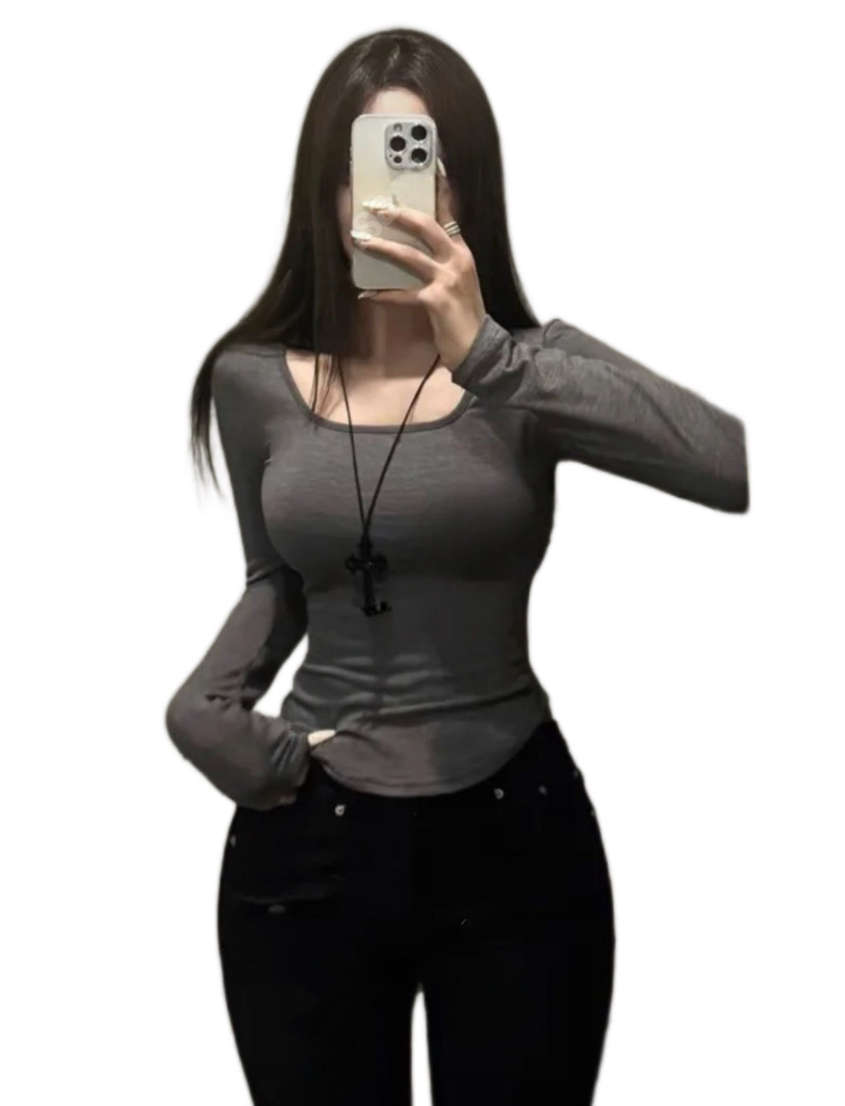 KR 貼身S型大圓領保暖T恤