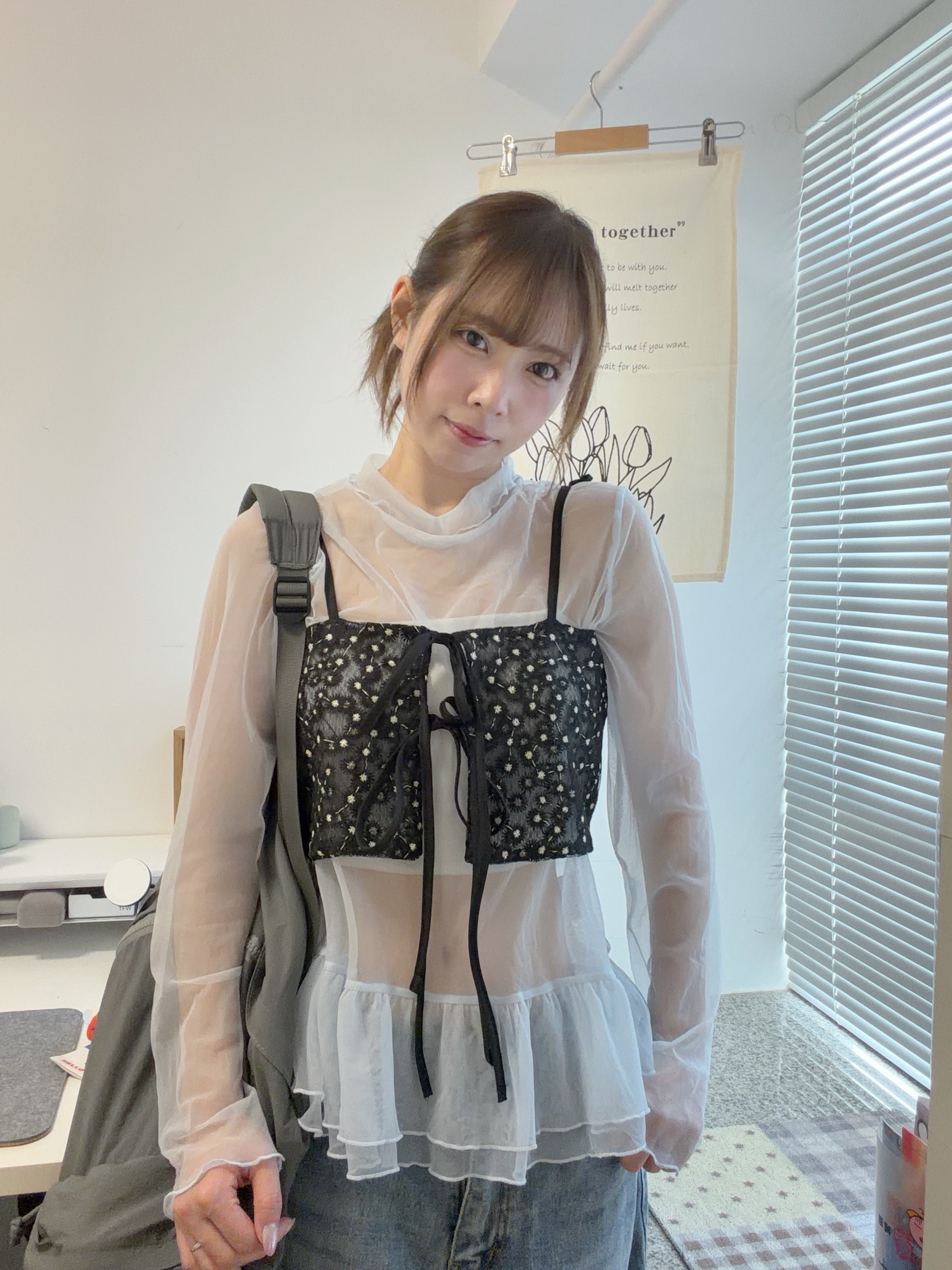 KR 26ss夏天新款 仙氣淺藍色紗紗+小雛菊外撘套裝🌼