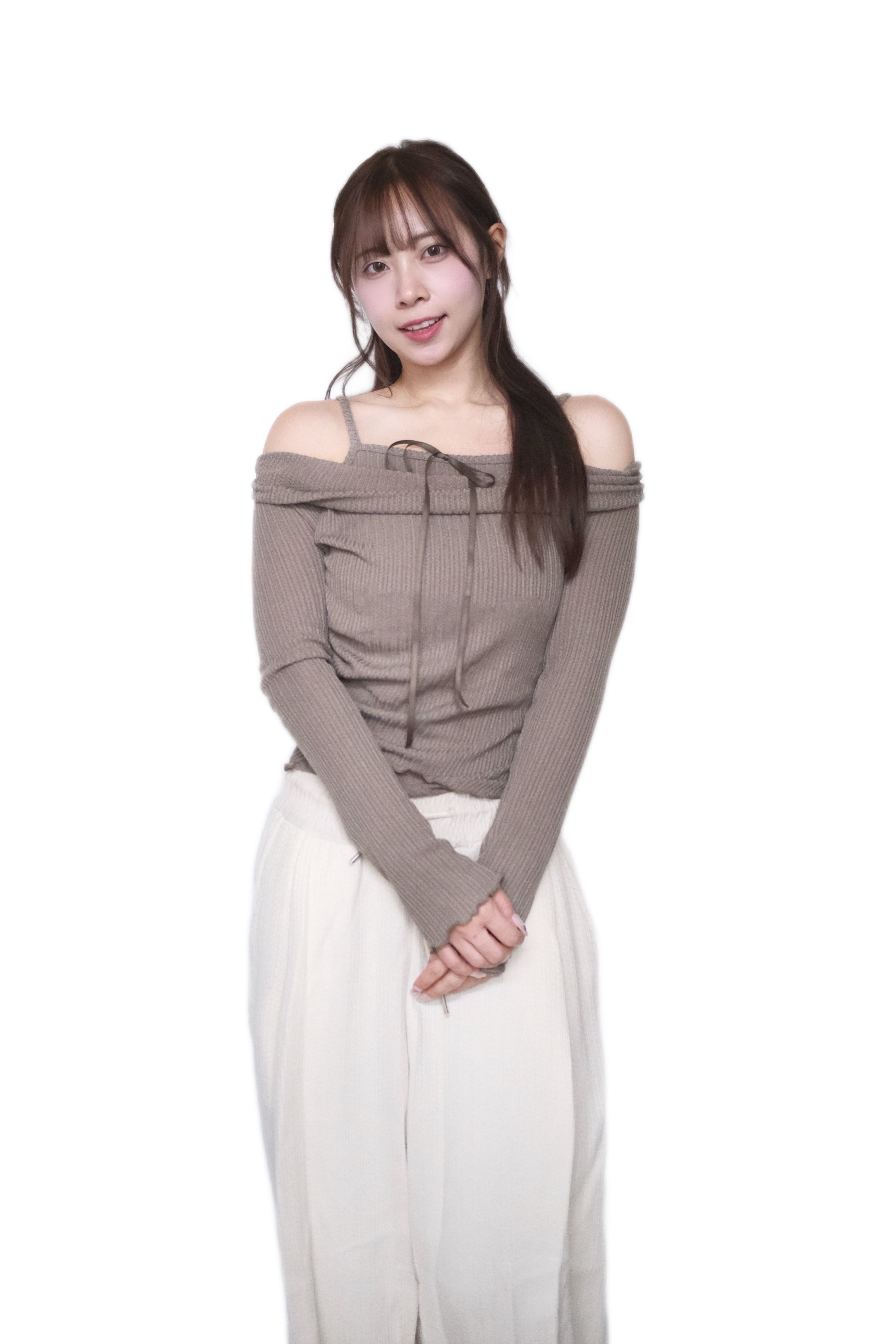 KR 蝴蝶結褶間假兩件針織上衣￼