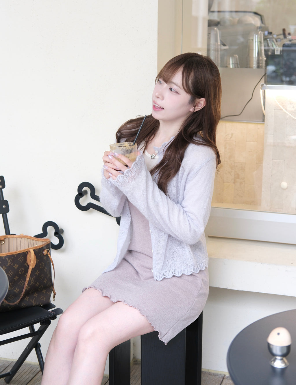 KR 春夏高質超薄羊毛清新花邊外套