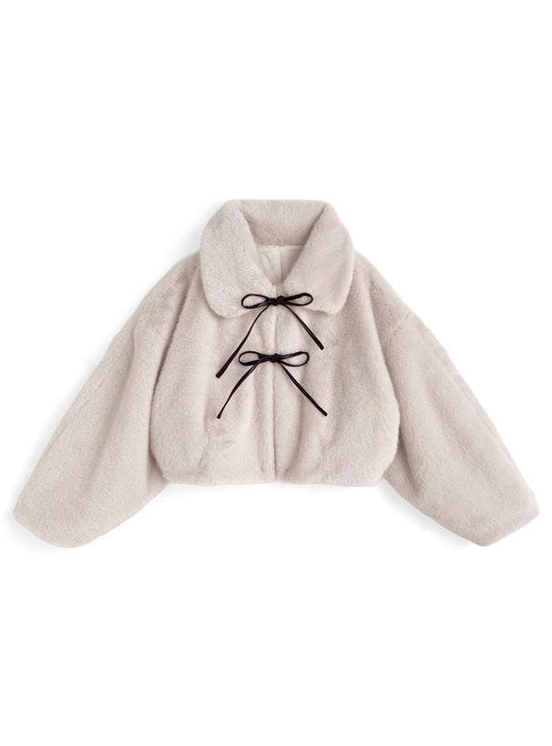 JP 貂毛可愛蝴蝶結氣質外套