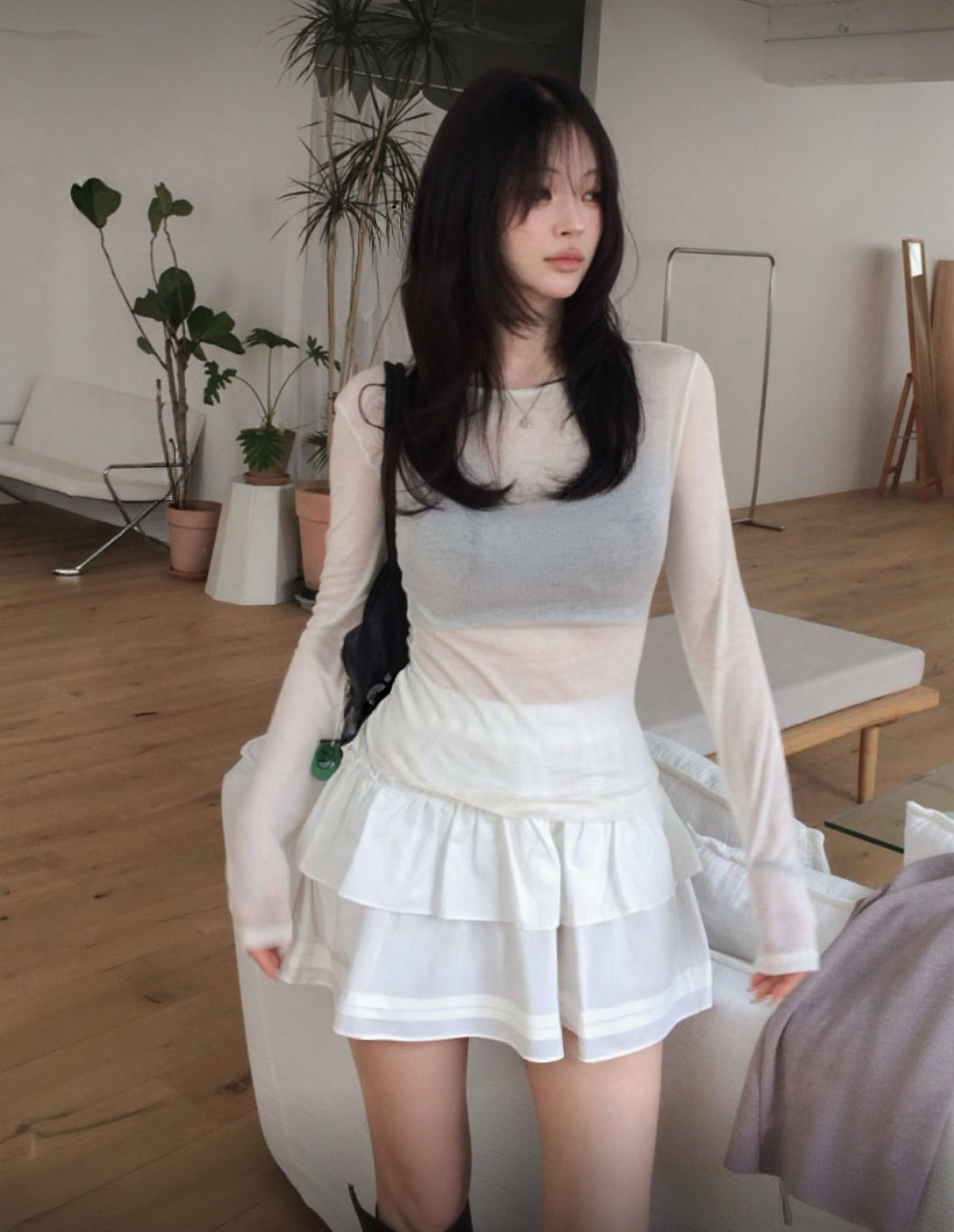 KR 會呼吸的棉質 超舒服透感上衣