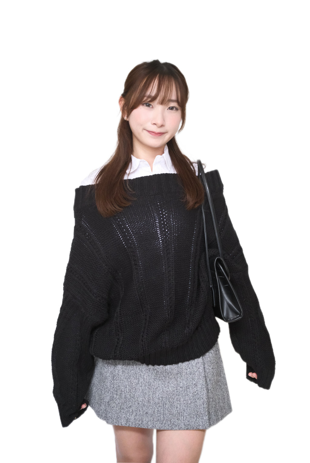 KR 冬日感絨毛百褶短裙