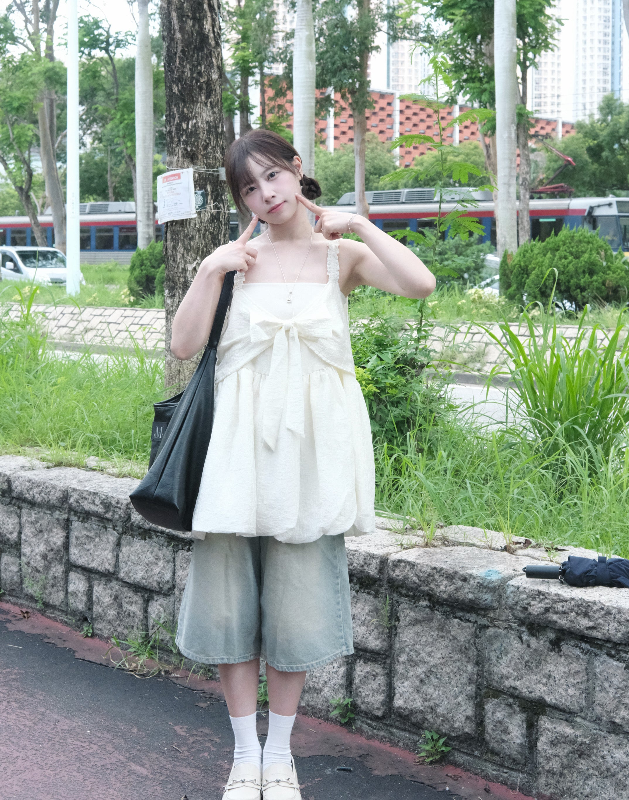 日系 吊帶2WAY蝴蝶結氣球外撘
