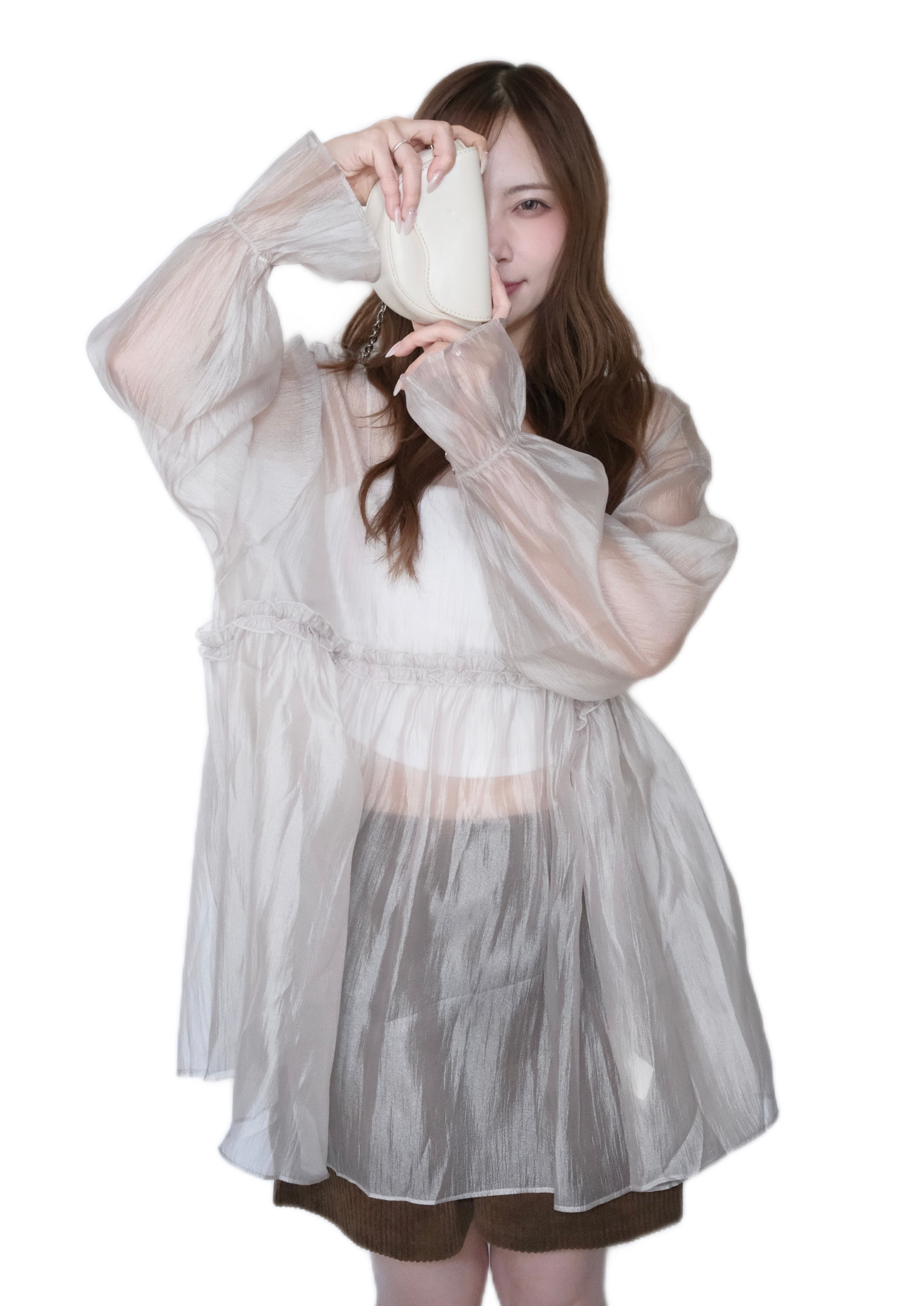 日系感透光暗閃四色 Ruffle Top