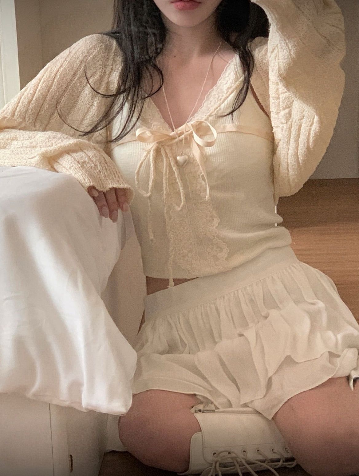 KR lace蝴蝶結氣質背心 兩色