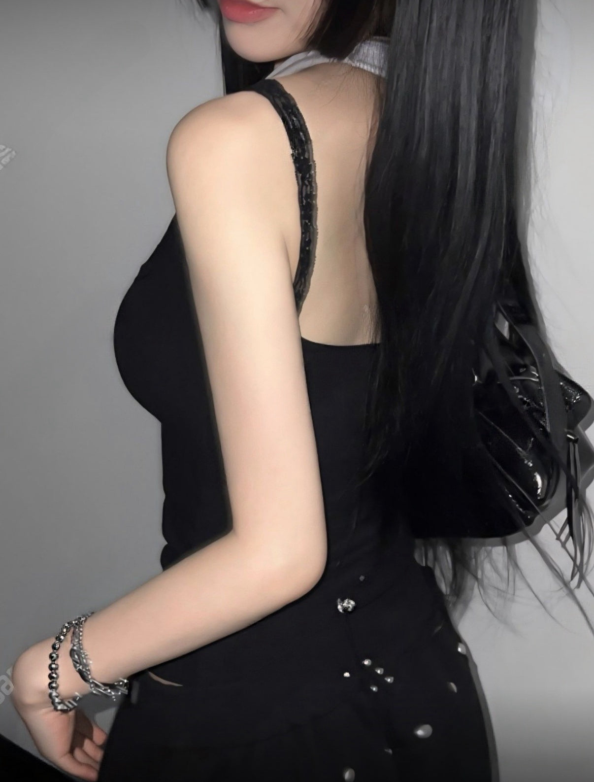 KR 蕾絲雙帶拼色假2件背心