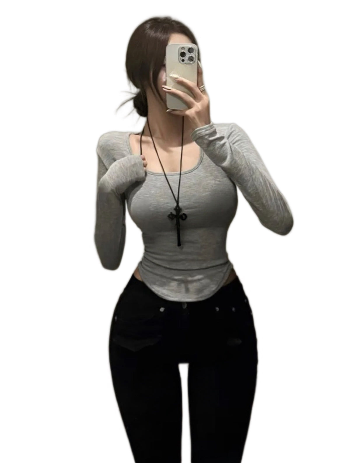 KR 貼身S型大圓領保暖T恤