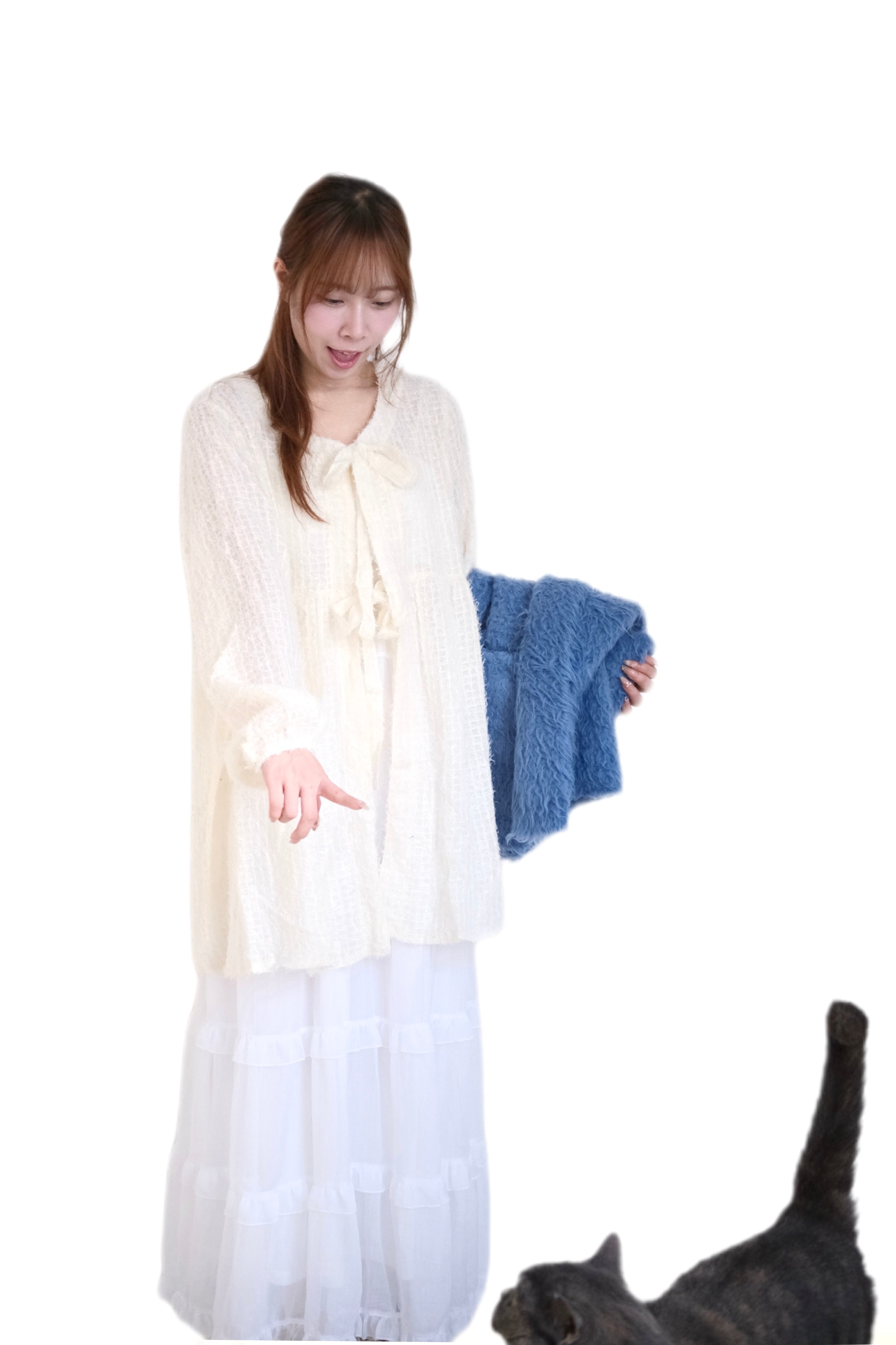 日系超大熱日系羽毛蝴蝶綁帶外撘