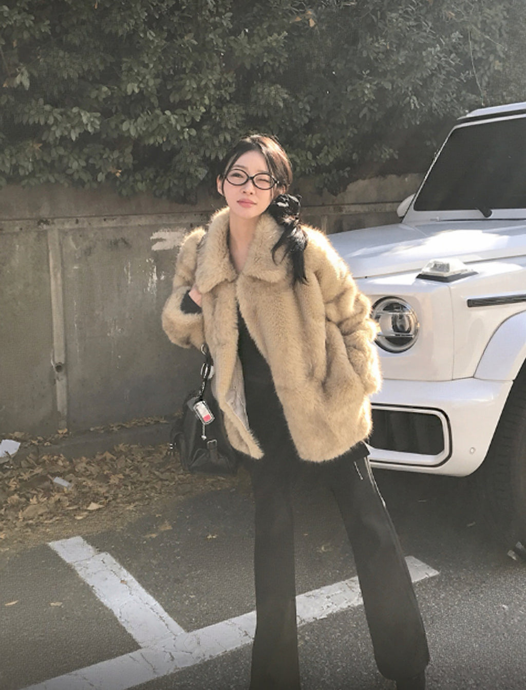 KR onni大熱混色仿皮草外套