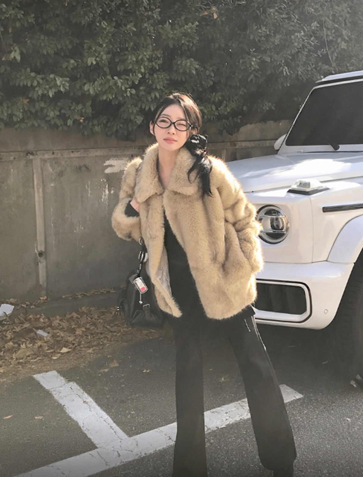 KR onni大熱混色仿皮草外套