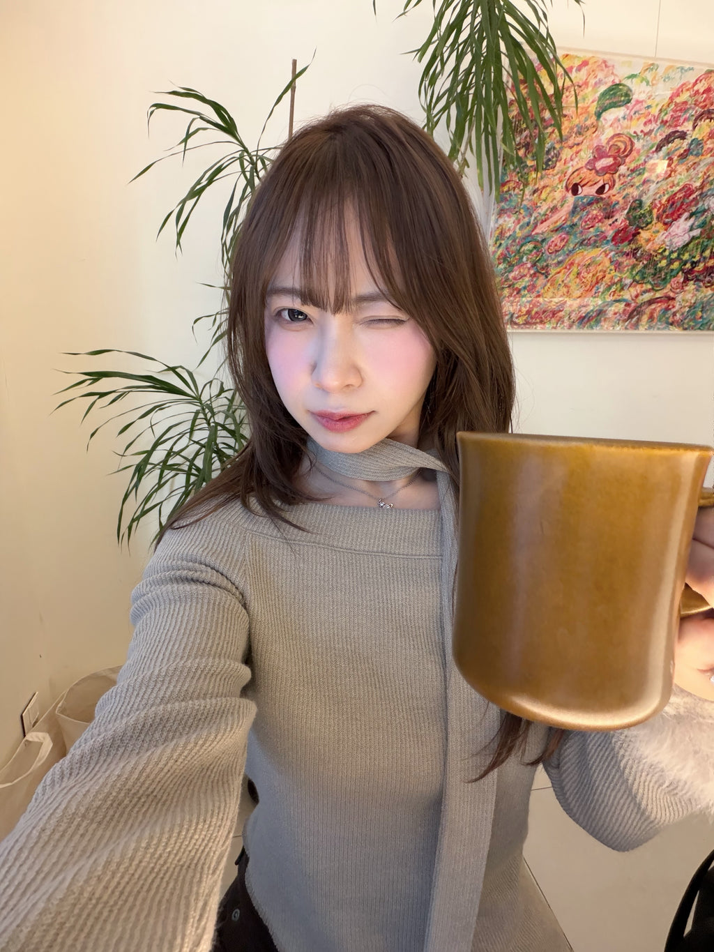 KR 毛毛䄂一字肩+小圍巾套裝