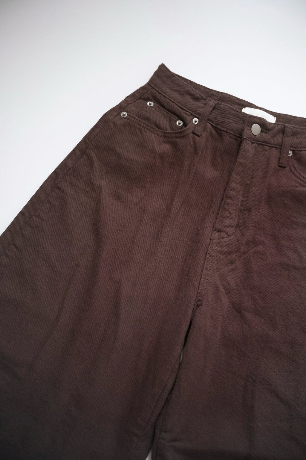 KR 25ss大熱啡色格仔細節彎刀褲