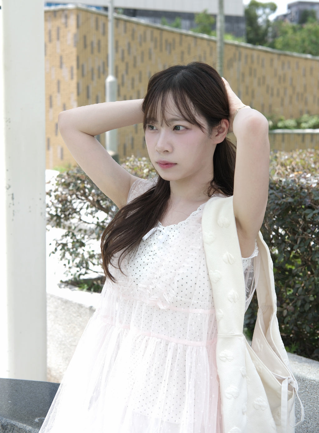 日系芒星花邊氣球透紗外撘