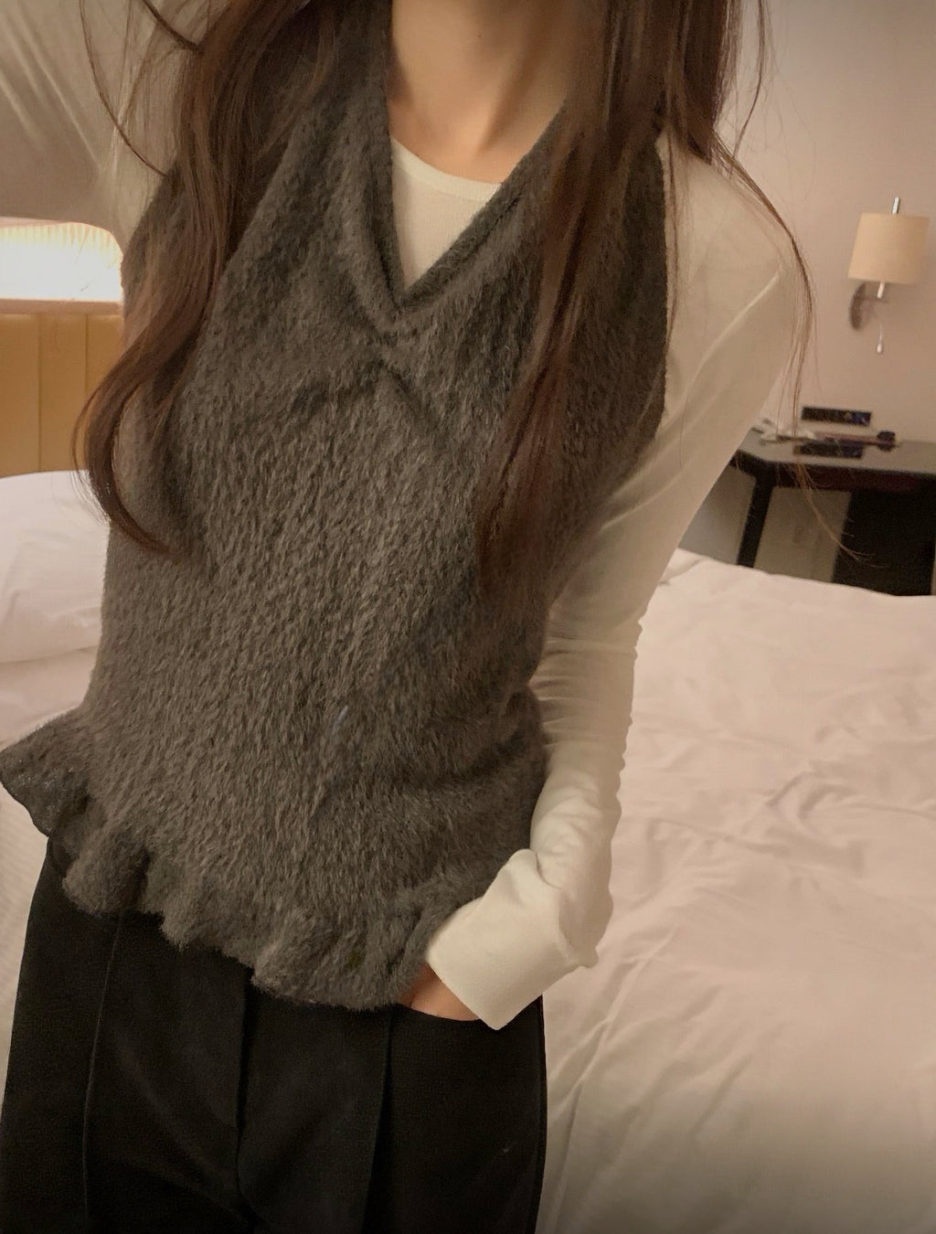 KR 短毛毛掛頸背心