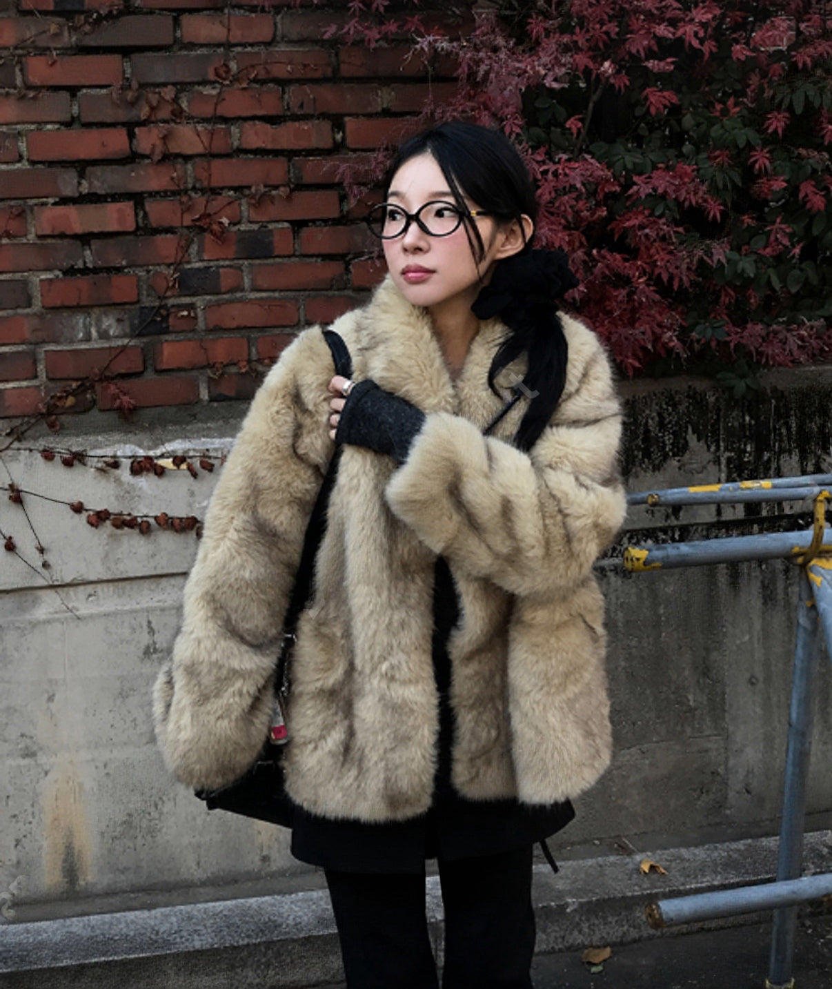 KR onni大熱混色仿皮草外套