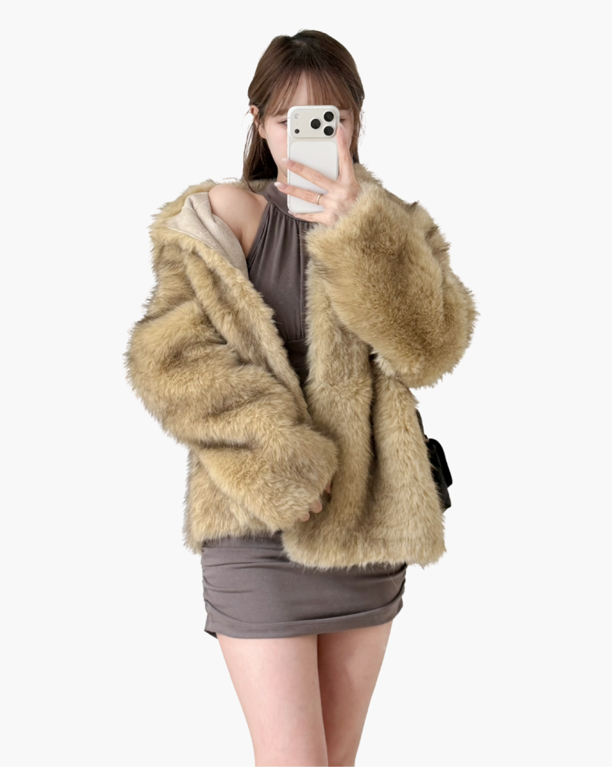 KR onni大熱混色仿皮草外套