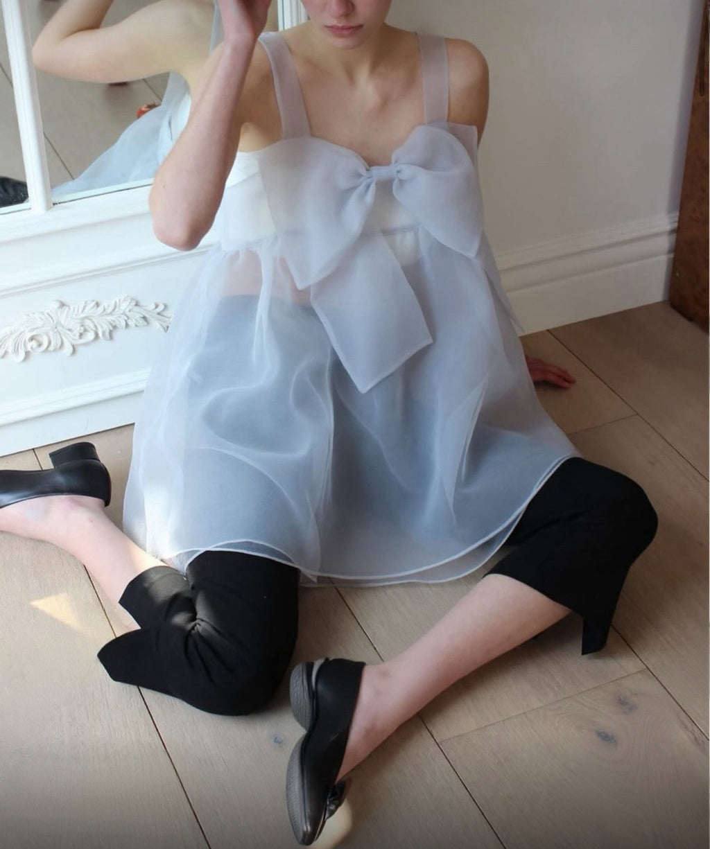 KR 26ss新色仙氣感爆登大蝴蝶結透紗OP￼