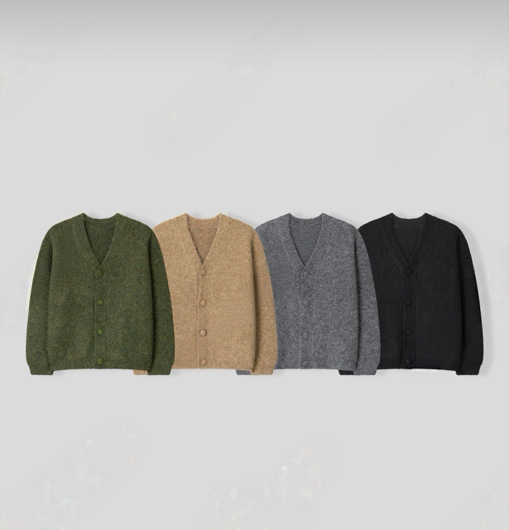 KR 男女同款羊毛刷毛感排鈕針織