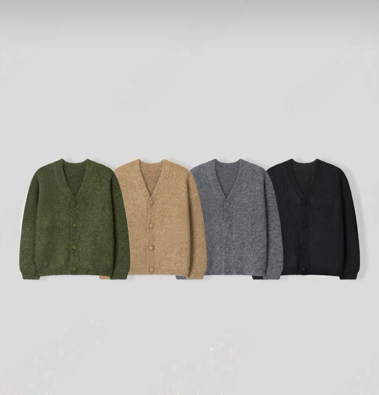 KR 男女同款羊毛刷毛感排鈕針織