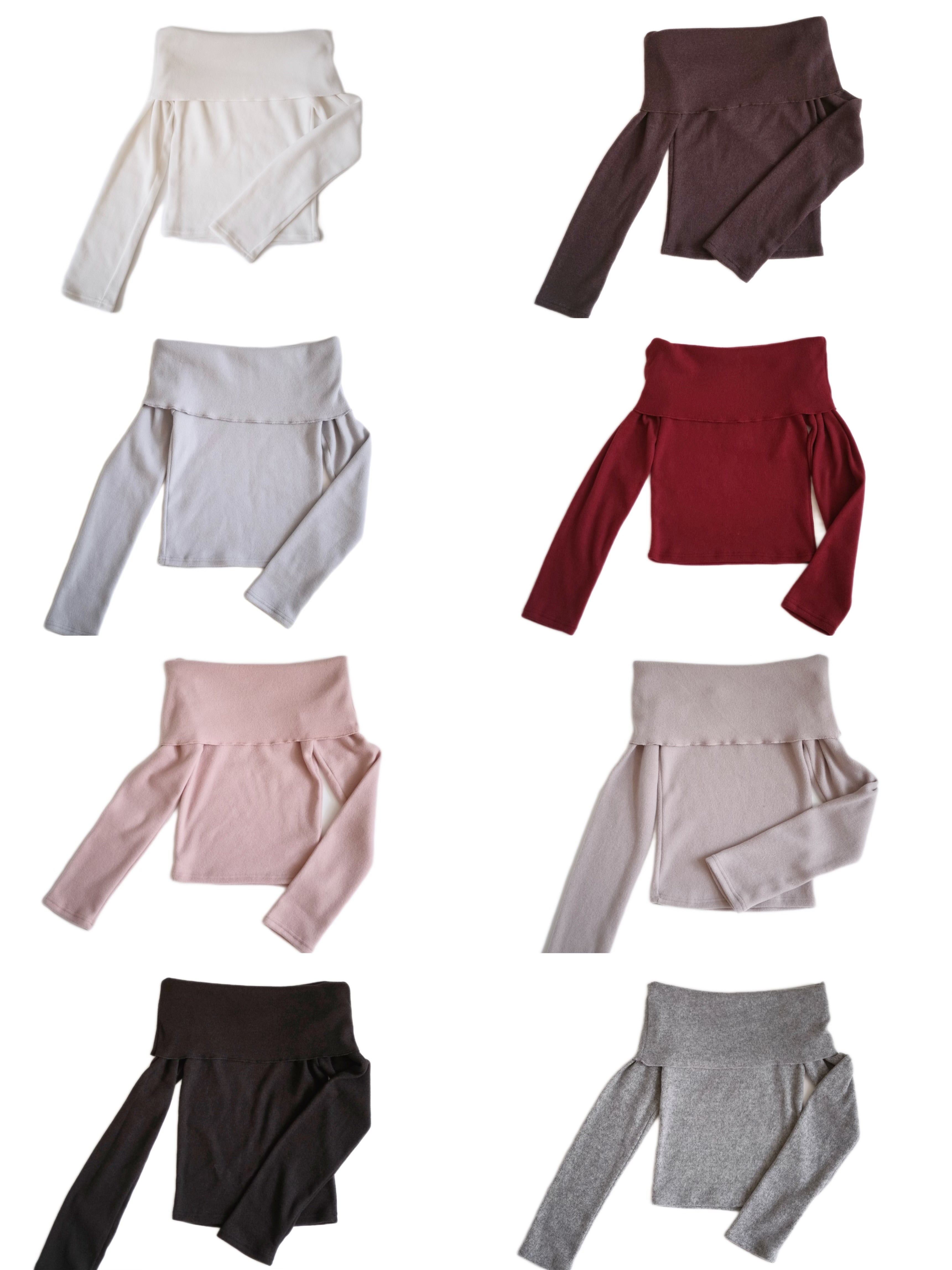 KR 新網站迎新優惠 冬日八色一字肩上衣