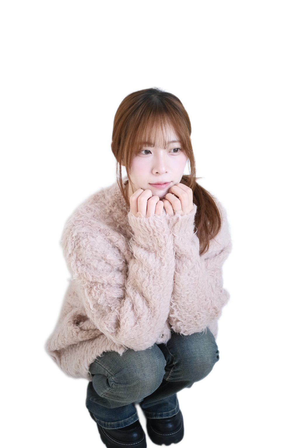 JP 五色毛絨絨針織排鈕長外套