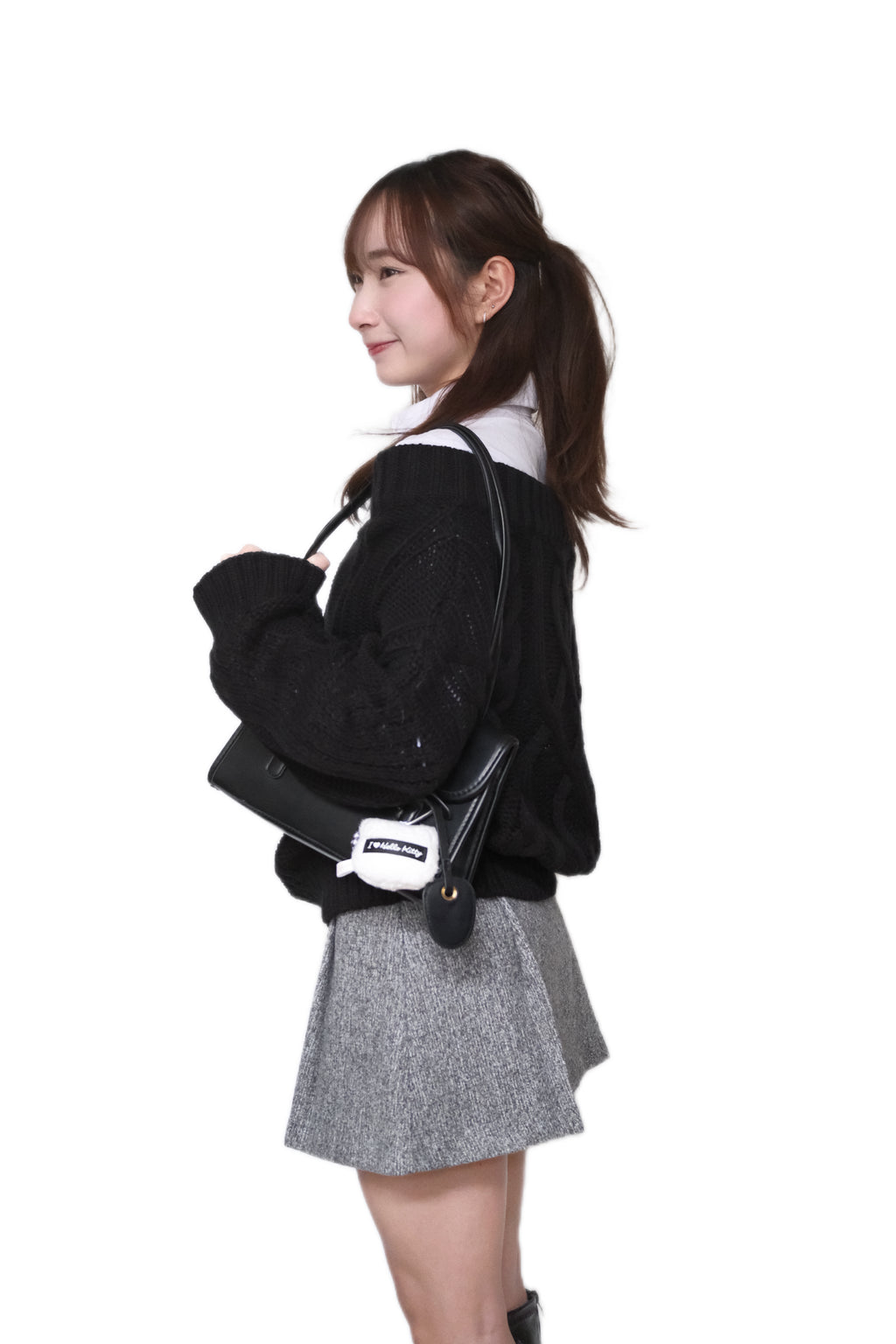KR 冬日感絨毛百褶短裙