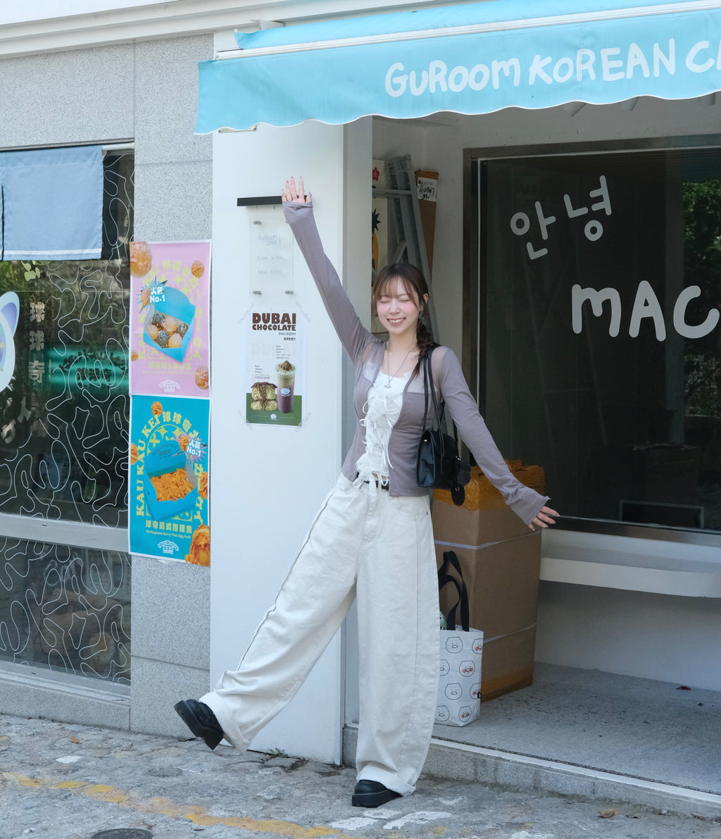 KR 小透視四帶絲帶綁蝴蝶上衣￼