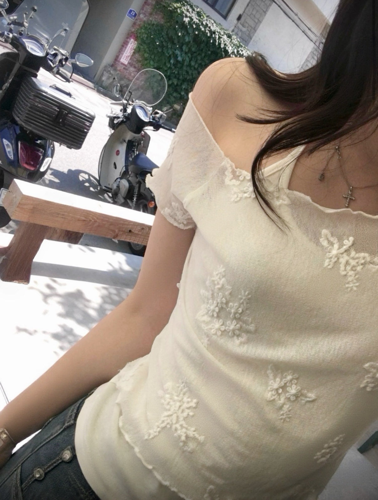 KR 花花透紗刺繡兩件套裝￼