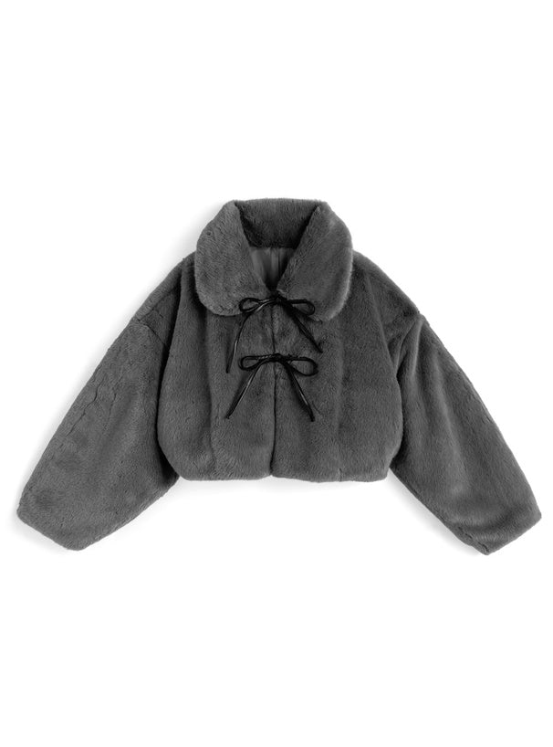 JP 貂毛可愛蝴蝶結氣質外套