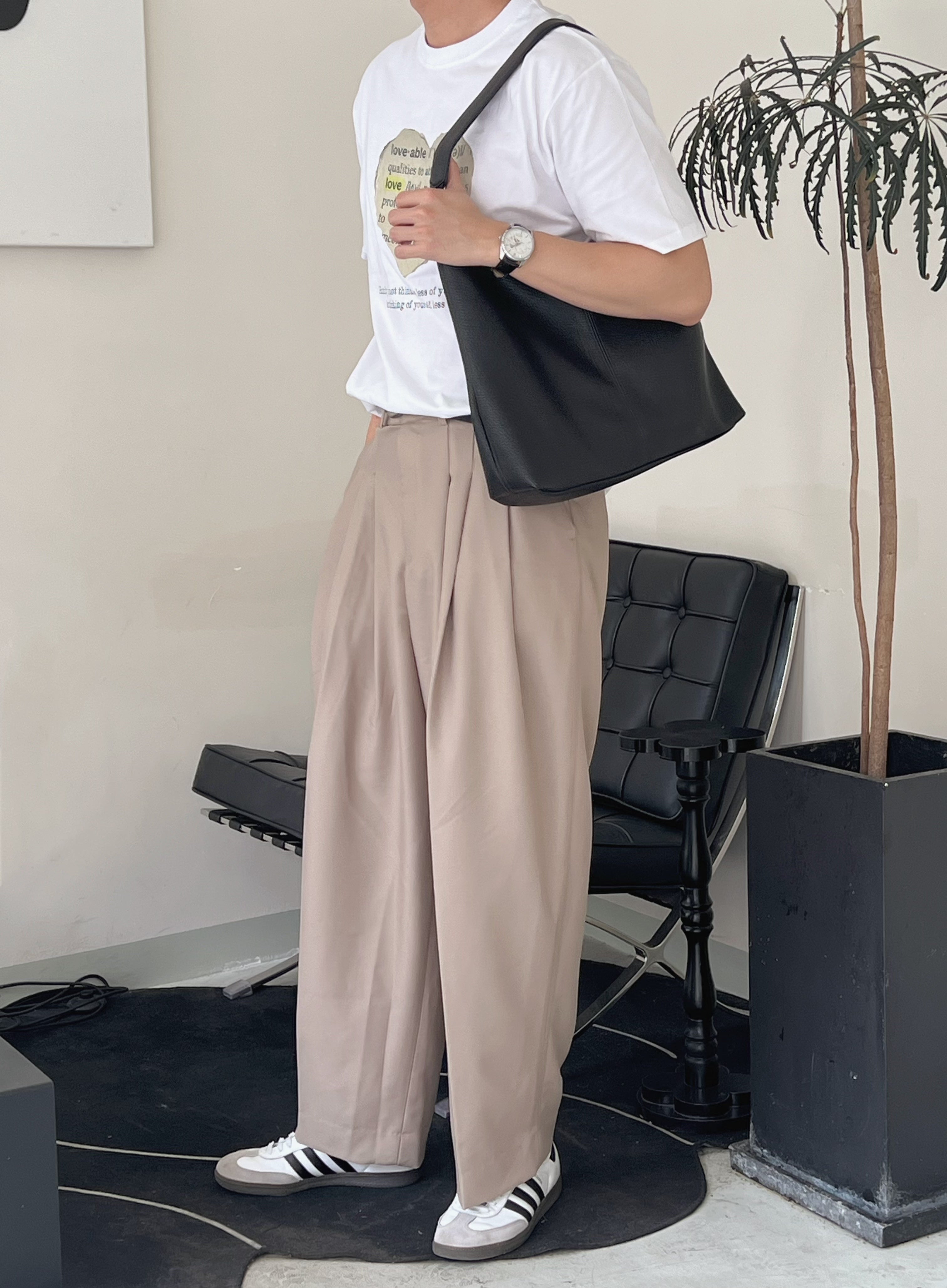 KR 24ss男裝高腰摺位西褲