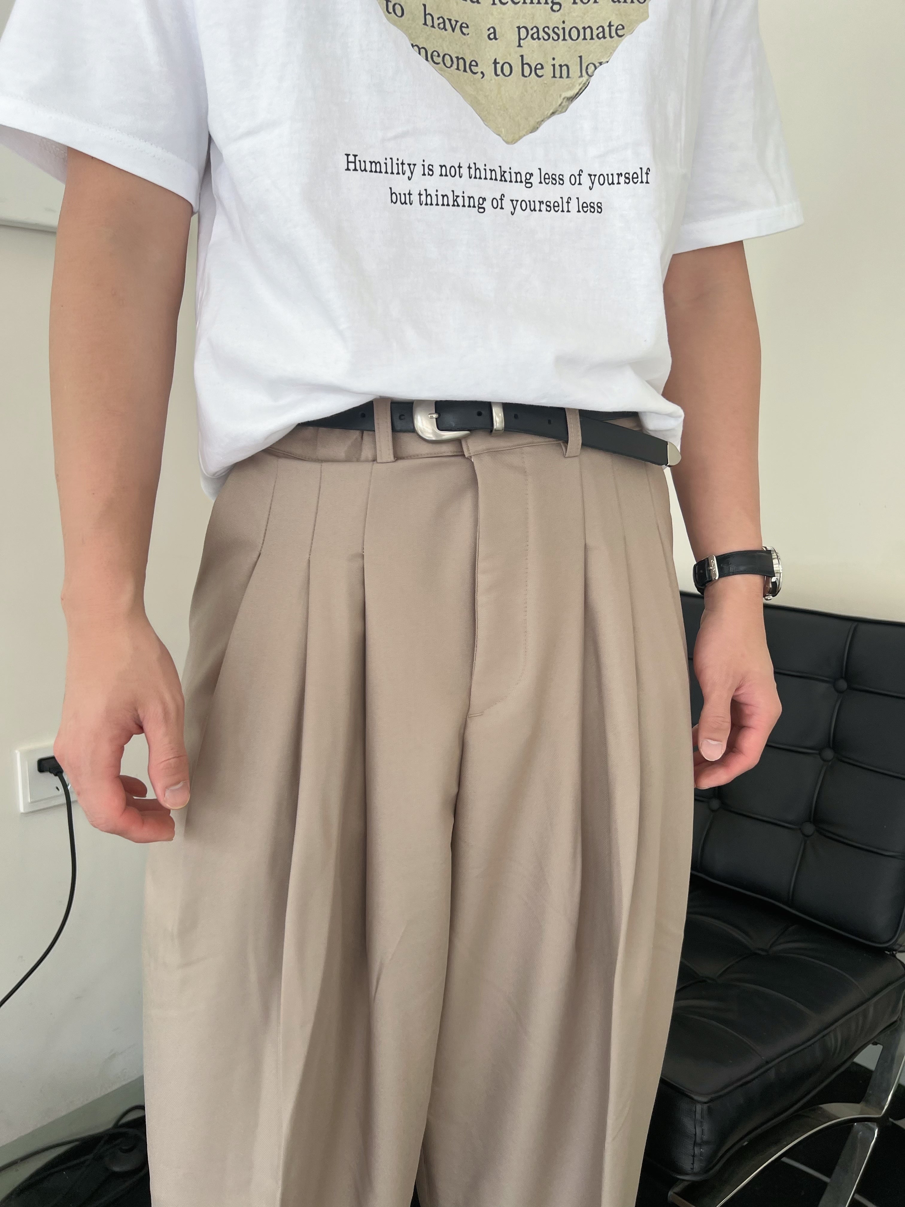 KR 24ss男裝高腰摺位西褲