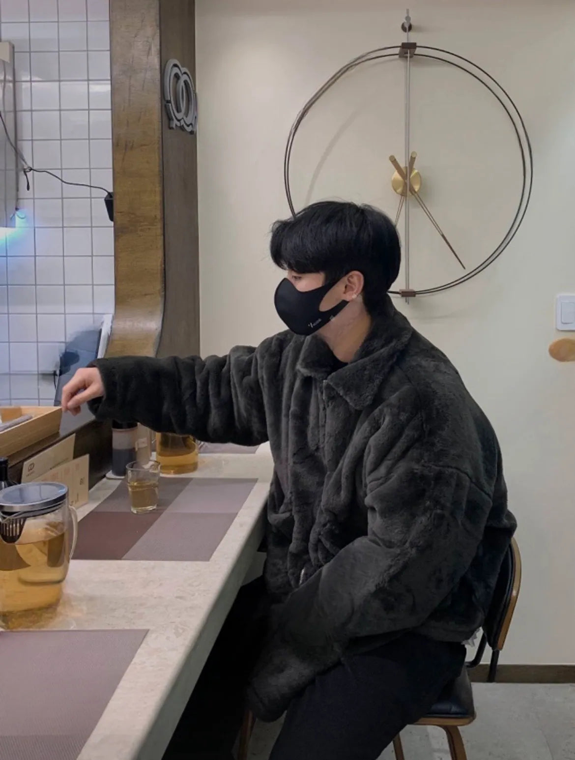 KR 男裝毛毛有領外套