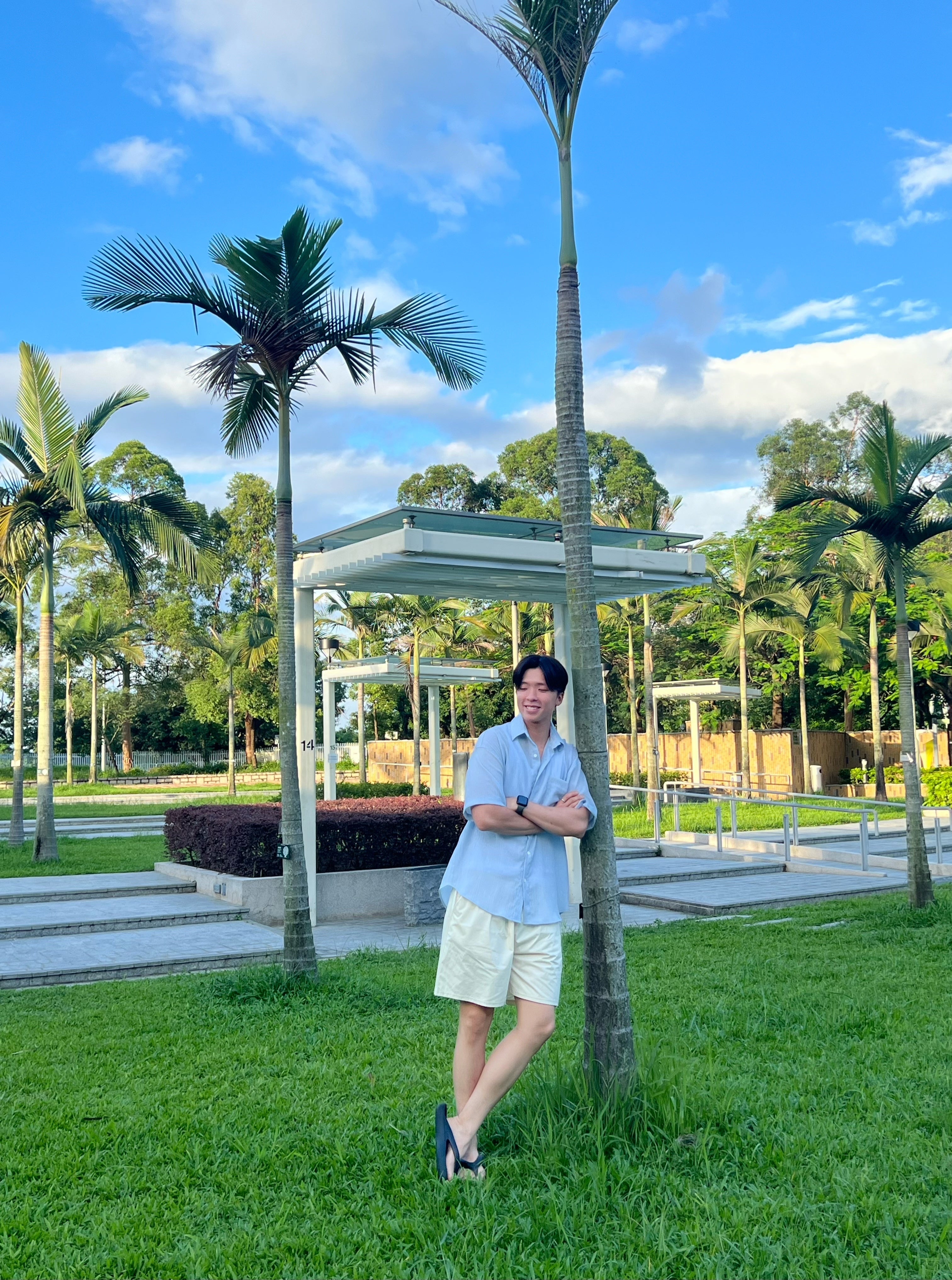 KR NEW夏日麻質感清涼情侶套裝 （淺藍色）