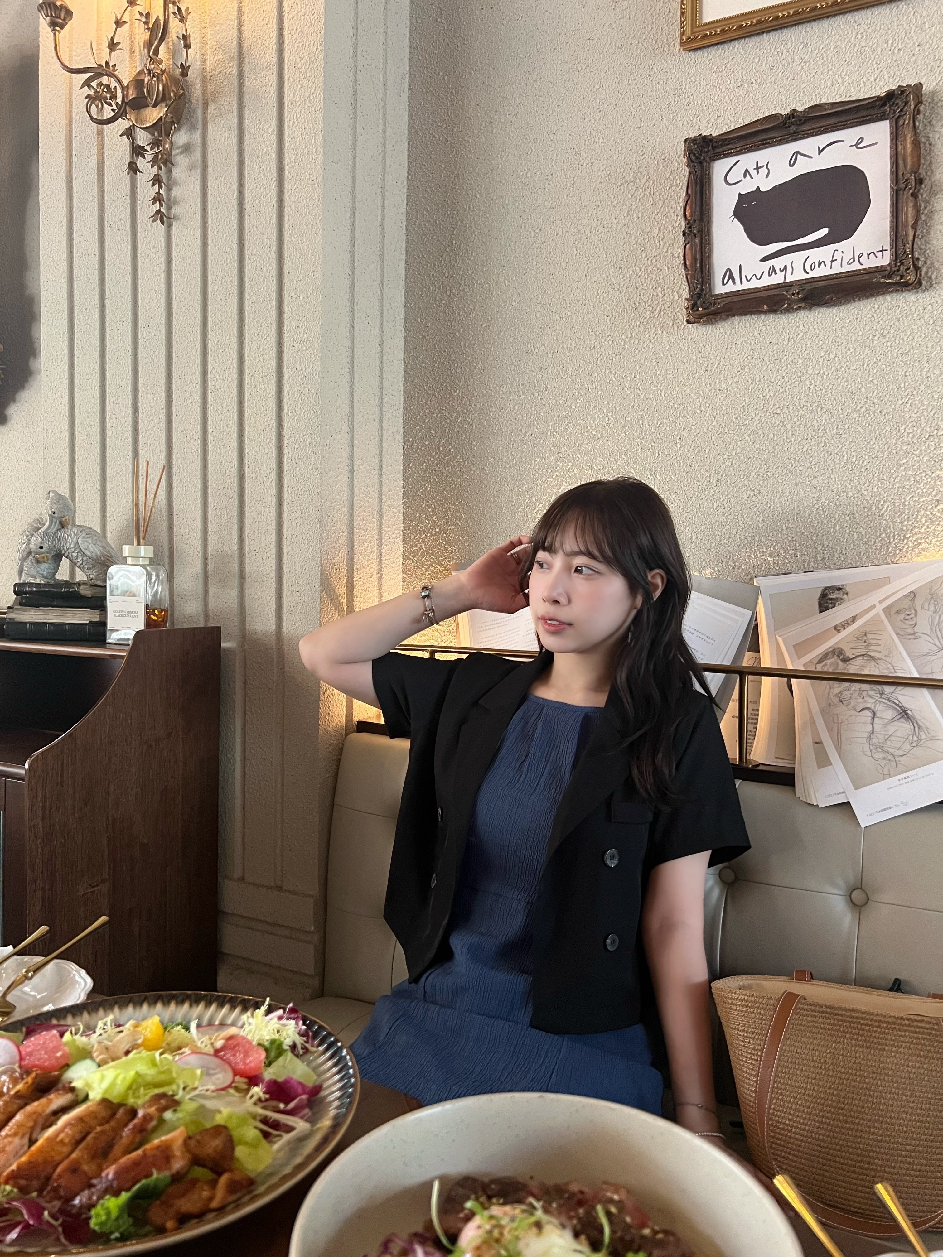 KR NEW夏日麻質感清涼情侶套裝 （深藍色）