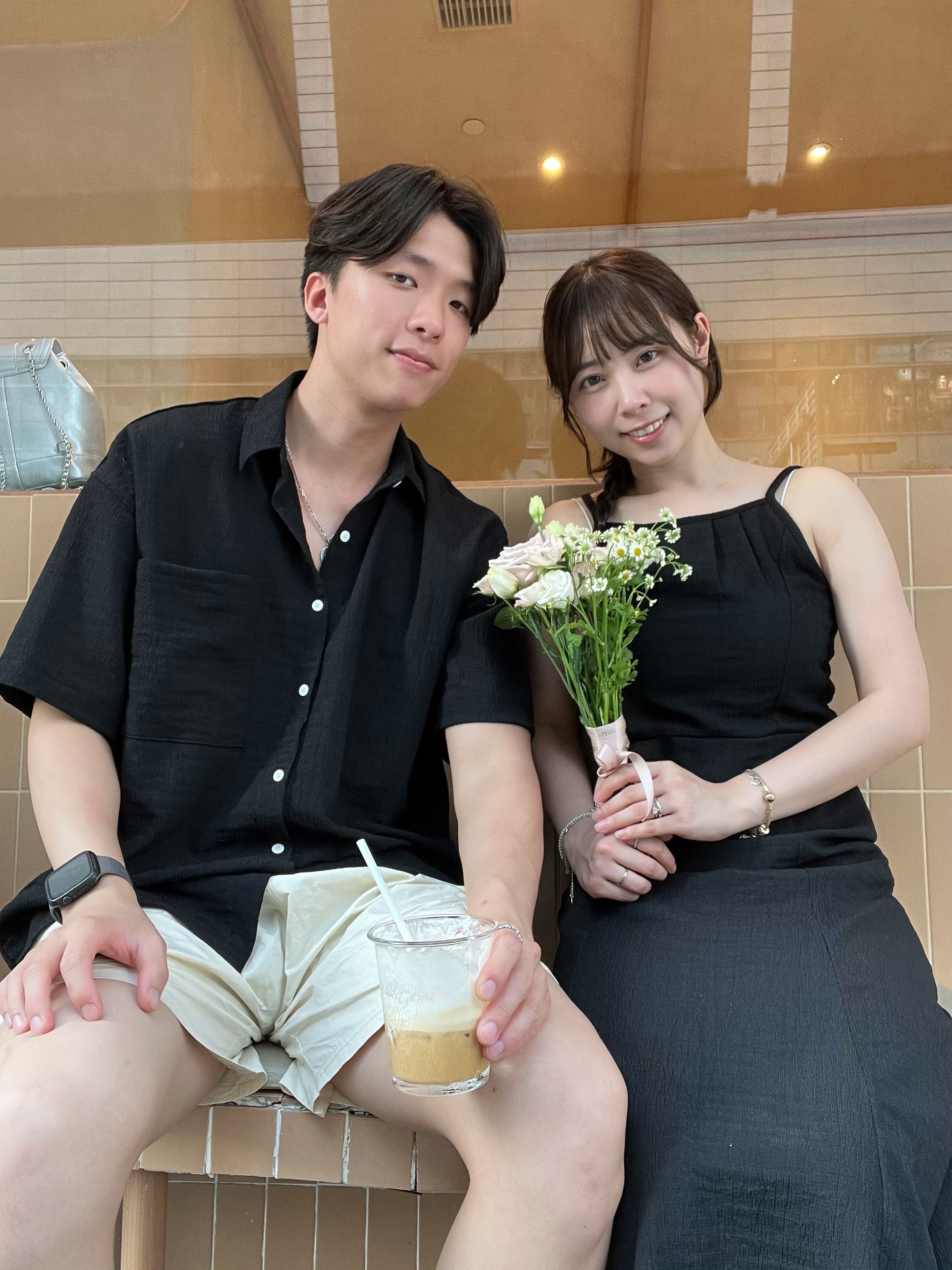 KR NEW夏日麻質感清涼情侶套裝 （黑色）