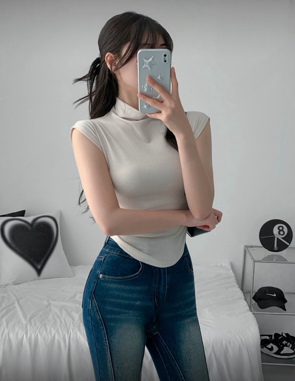 KR 🔥回饋價🔥半高領大彈性U型爆顯瘦T恤